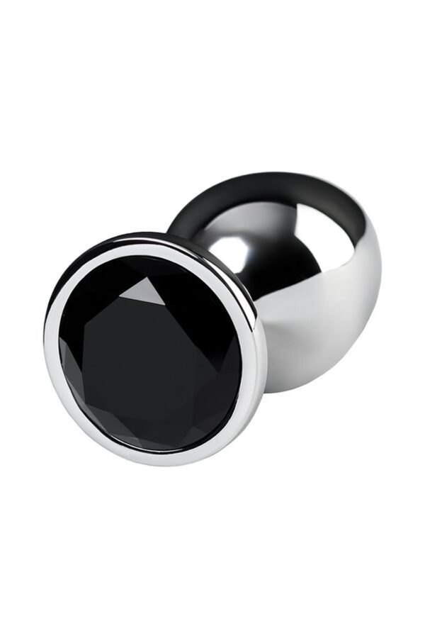 Silver anal plug TOYFA Metal with black round shaped gem - obrazek 4