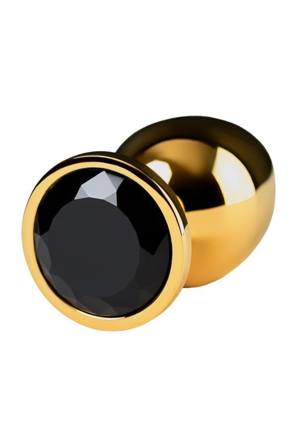 Gold anal plug TOYFA Metal with pink round shaped gem - obrazek 4