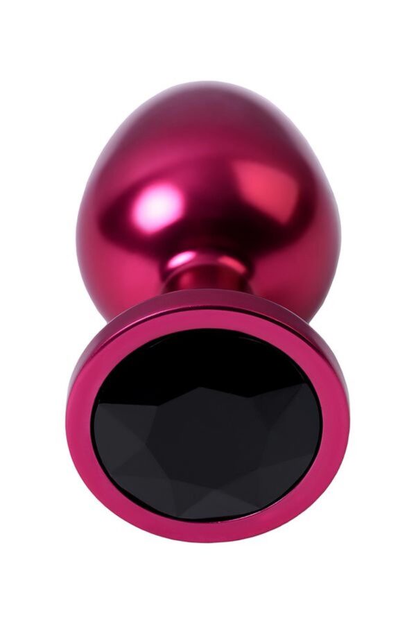Red anal plug TOYFA Metal with black gem - obrazek 4
