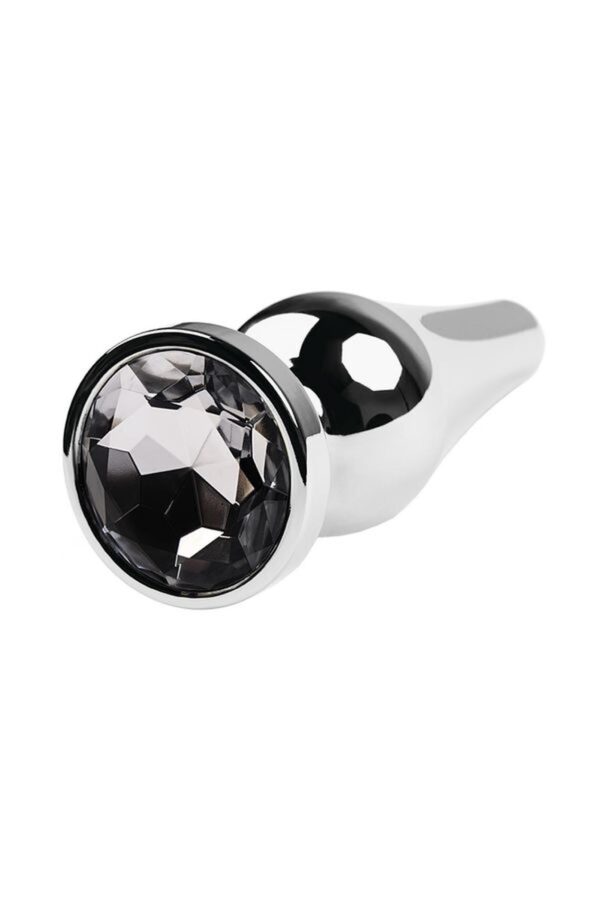 Silver anal plug TOYFA Metal with white round shaped gem, length 9 cm, diameter 1,5 4 cm, weight 205 gr - obrazek 4