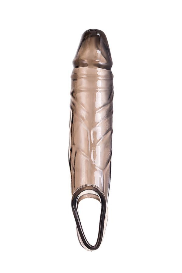 ToyFa XLover, Penis sleeve, for enlargement, TPE, transparent black, 15,5 cm - obrazek 4