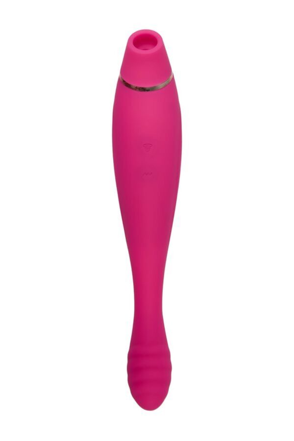 JOS Danvi vibrator with vacuum wave stimulation, silicone, pink, 21.5 cm - obrazek 4