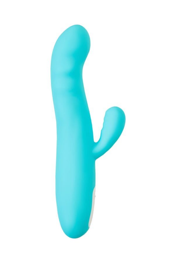 JOS Vibrator rotator with clitoral stimulation JOS MERRY SWI, silicone, blue, 20.7 cm - obrazek 4