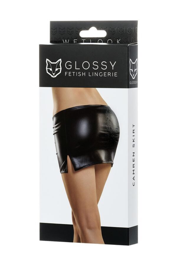 Glossy Shiny Wetlook skirt CAMREN   black M - obrazek 4