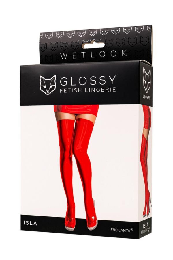 Wetlook Glossy Isla stockings   red M - obrazek 4