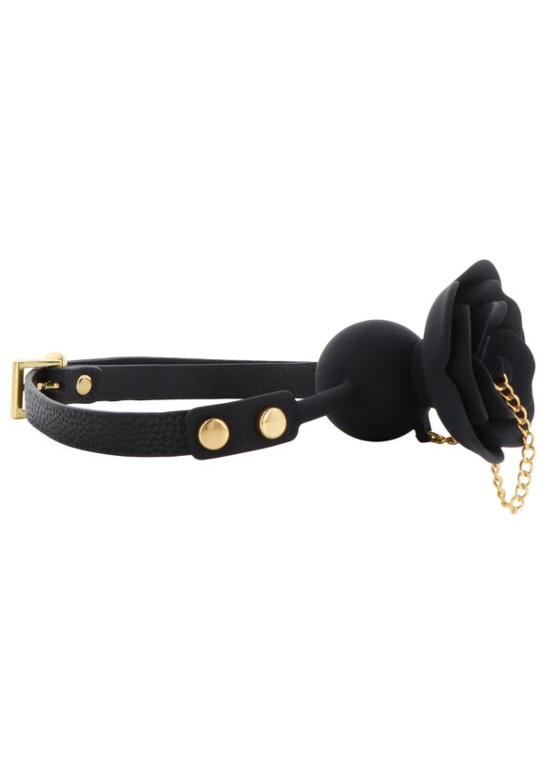 Rose Ball Gag with Plug Black - obrazek 5