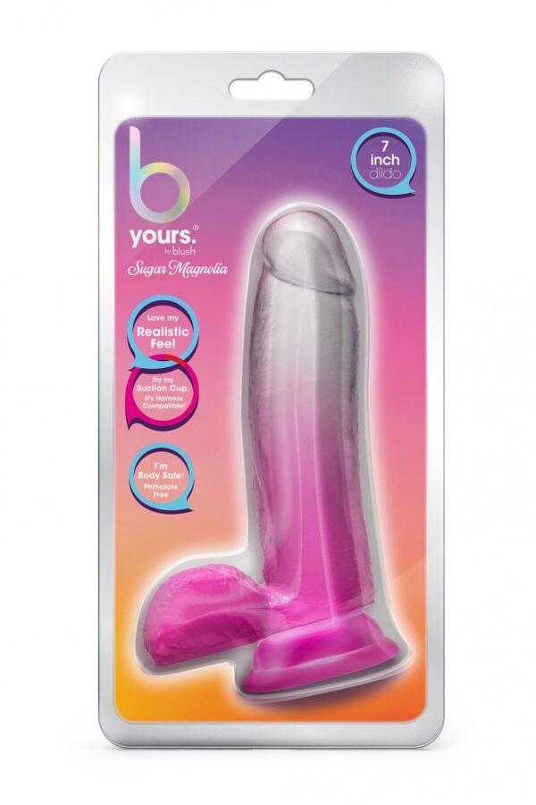 B YOURS SUGAR MAGNOLIA 7 INCH DILDO FUCHSIA - obrazek 5