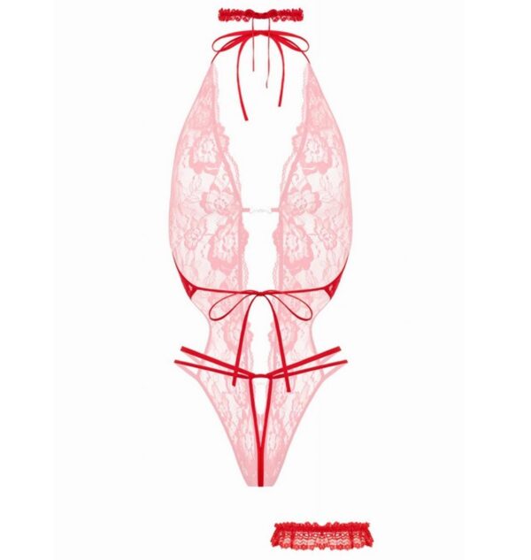 Open crotch Body Set Renee Red - obrazek 5