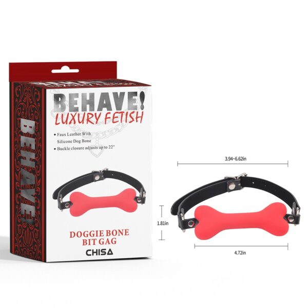 Behave! Doggle Bone Bit Gag Red - obrazek 5