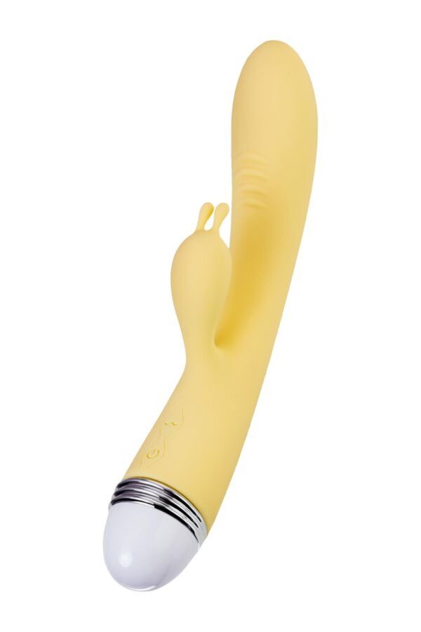 Vibrator with clitoral stimulator Flovetta by Toyfa Aster, silicone, yellow, 22 cm - obrazek 5