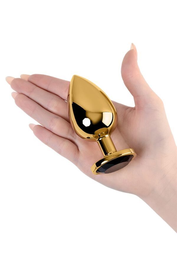 Gold anal plug TOYFA Metal with pink round shaped gem - obrazek 5