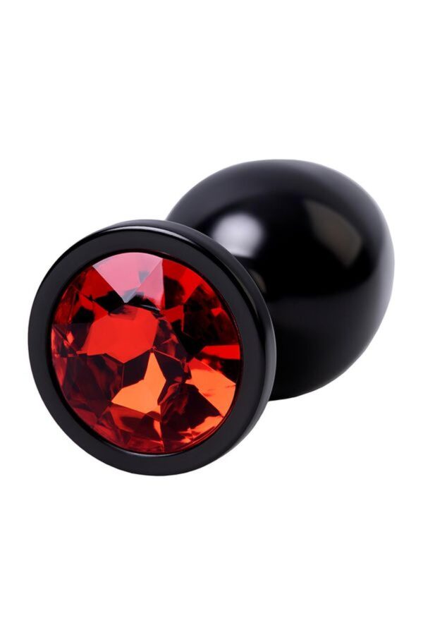 Black anal plug TOYFA Metal,with a ruby colored gem - obrazek 5