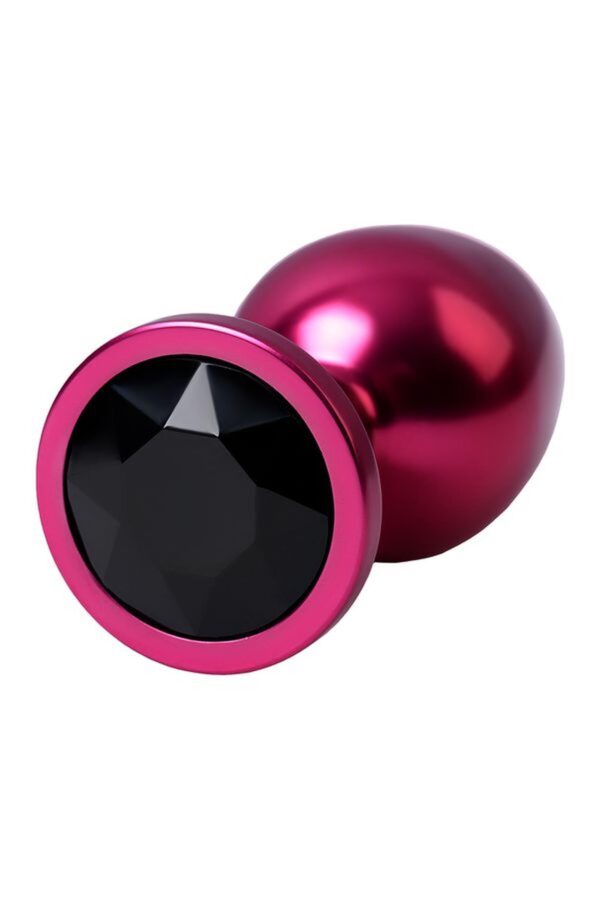 Red anal plug TOYFA Metal with black gem - obrazek 5