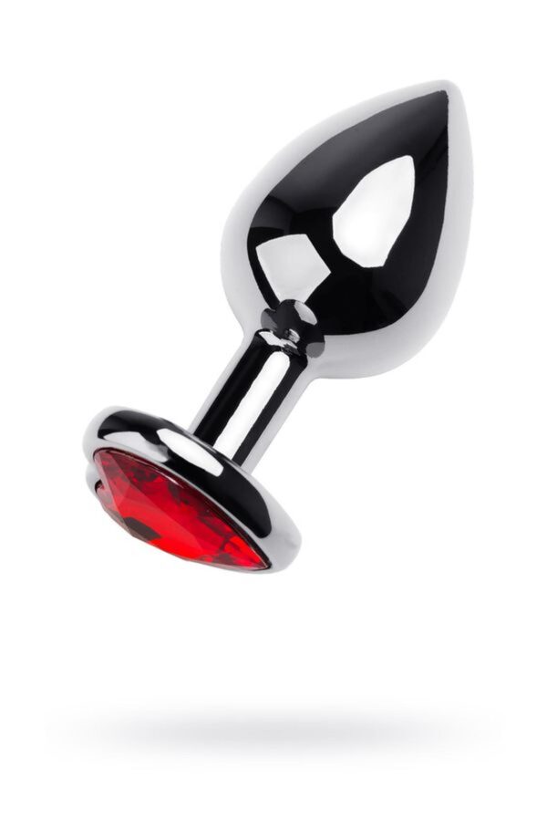 Silver anal plug TOYFA Metal with red heart shaped gem - obrazek 5