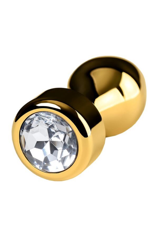 Gold anal plug TOYFA Metal with white round shaped gem , length 7 cm, diameter 2 3,5 cm, weight 140 gr - obrazek 5
