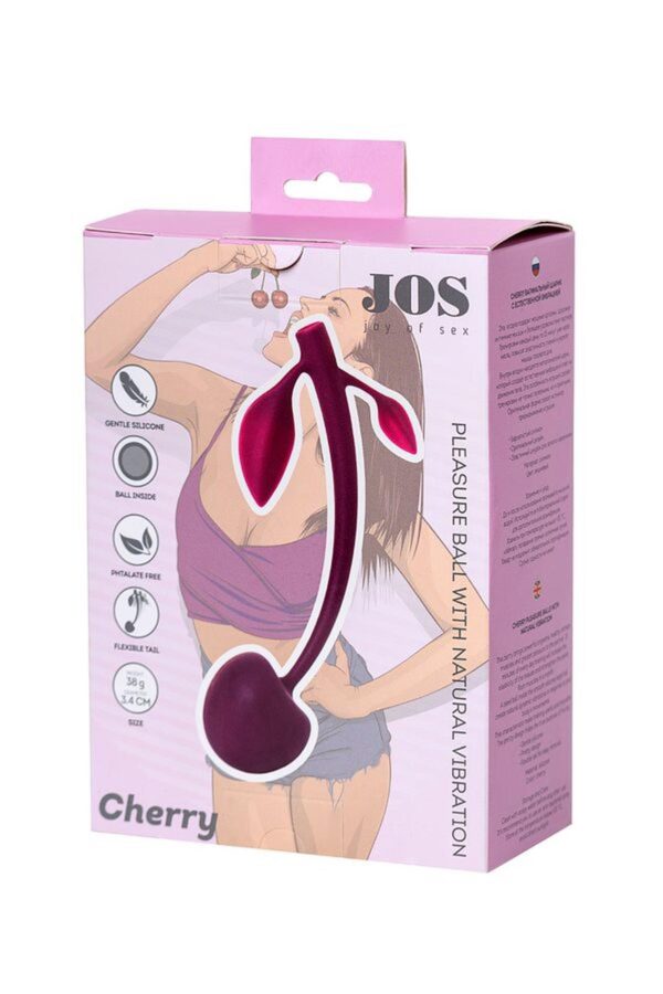Wild cherry JOS pleasure ball with a ball inside and flexible tail color:cherry - obrazek 5