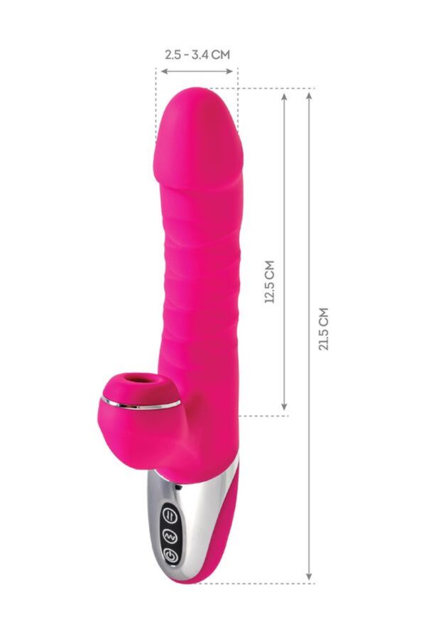 JOS Thrusting and sucking vibrator To Frolly, silicone, pink, 21,5cm - obrazek 5