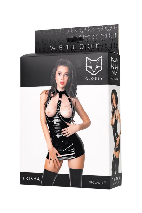 Wetlook dress Trisha   black M - obrazek 5
