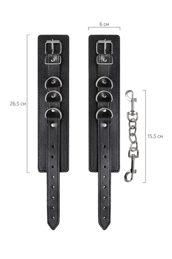 Anonymo handcuffs, PU leather, black, 26.5 cm - obrazek 6