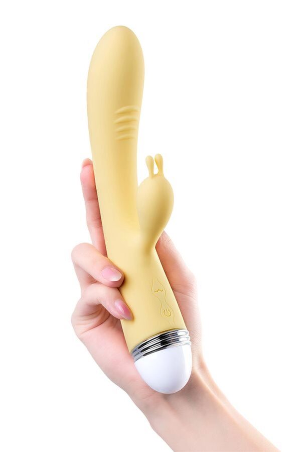 Vibrator with clitoral stimulator Flovetta by Toyfa Aster, silicone, yellow, 22 cm - obrazek 6