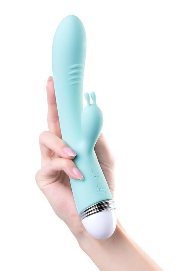Vibrator with clitoral stimulator Flovetta by Toyfa Iris, silicone, mint, 22 cm - obrazek 6