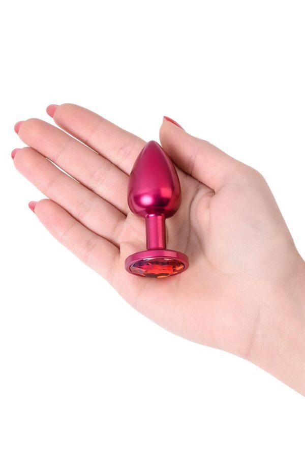Red anal plug TOYFA Metal with a red colored gem - obrazek 6