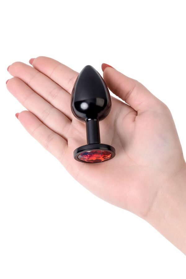 Black anal plug TOYFA Metal,with a ruby colored gem - obrazek 6