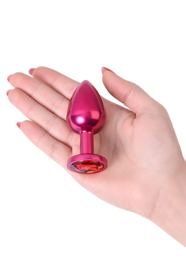 Red anal plug TOYFA Metal with red gem - obrazek 6