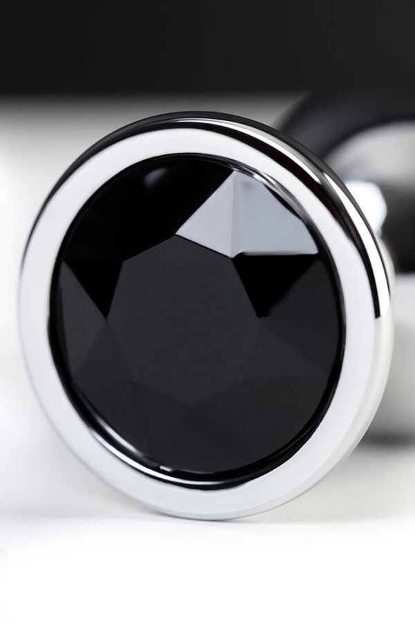 Silver anal plug TOYFA Metal with black round shaped gem - obrazek 6
