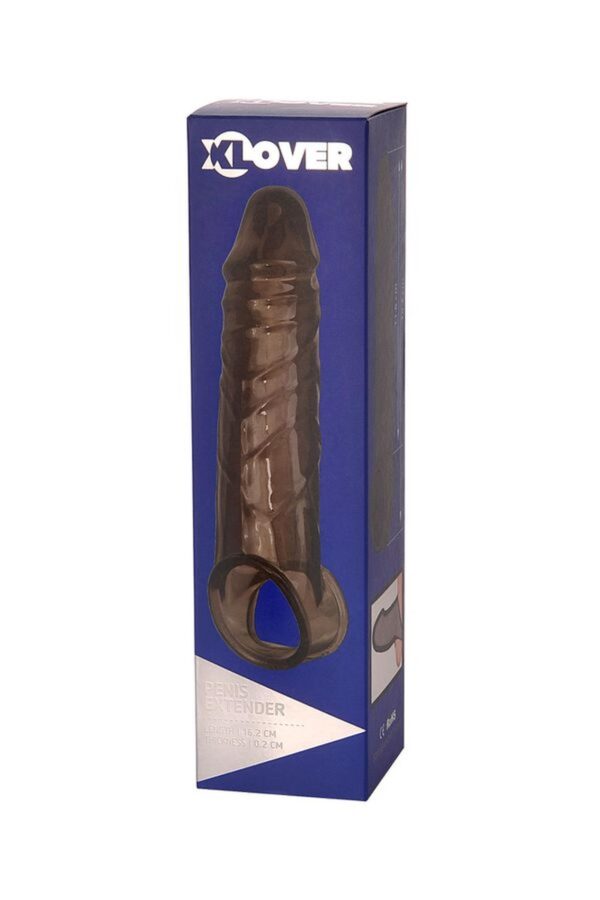 ToyFa XLover, Penis sleeve, for enlargement, TPE, transparent black, 15,5 cm - obrazek 6