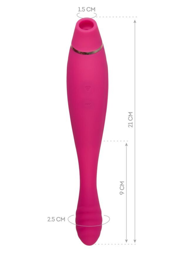 JOS Danvi vibrator with vacuum wave stimulation, silicone, pink, 21.5 cm - obrazek 6