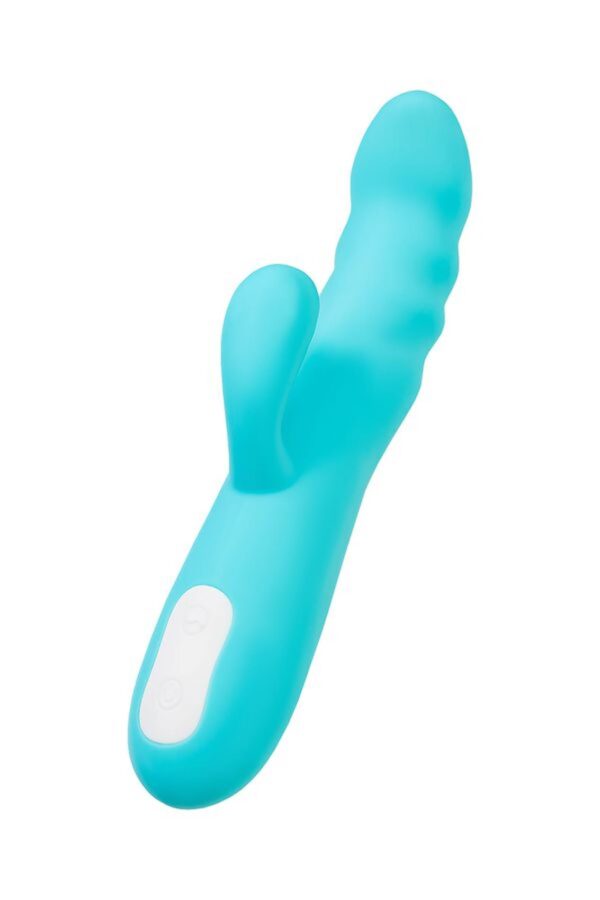 JOS Vibrator rotator with clitoral stimulation JOS MERRY SWI, silicone, blue, 20.7 cm - obrazek 6