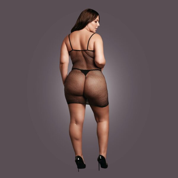 Short dress with fishnet structure and spaghetti straps - obrazek 6