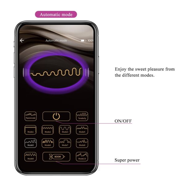 PRETTY LOVE   August, Mobile APP Long distance Control 12 vibration functions, ABS Silicone, USB rechargeable - obrazek 6