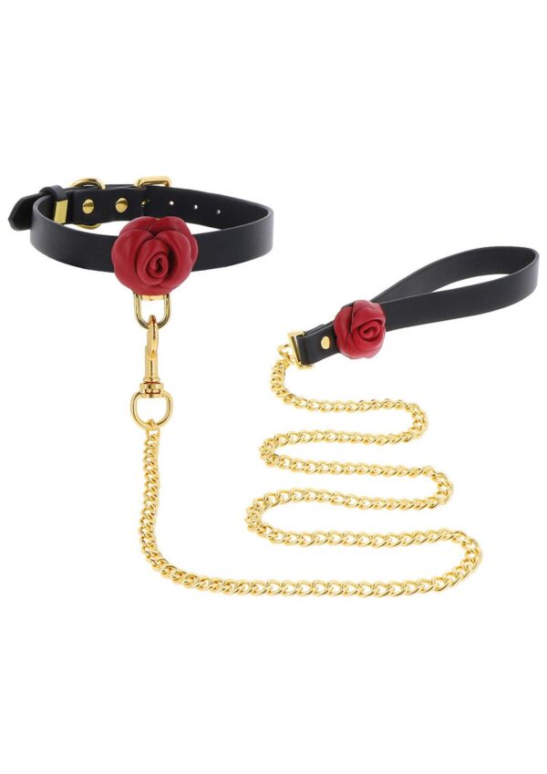 Wild Roses Collar & Leash Black - obrazek 6