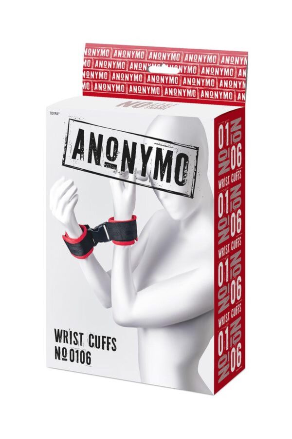 Anonymo handcuffs, velour, red, 24 cm - obrazek 7