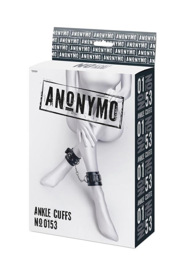Anonymo handcuffs, PU leather, black, 26.5 cm - obrazek 7