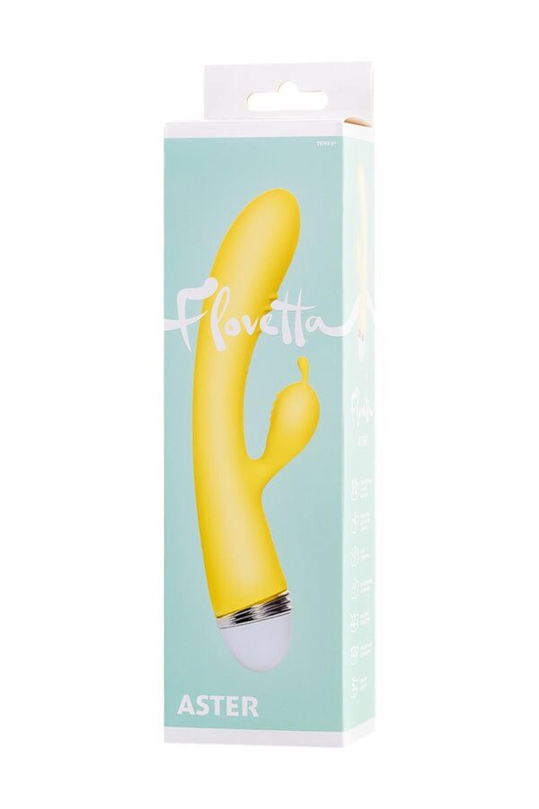 Vibrator with clitoral stimulator Flovetta by Toyfa Aster, silicone, yellow, 22 cm - obrazek 7