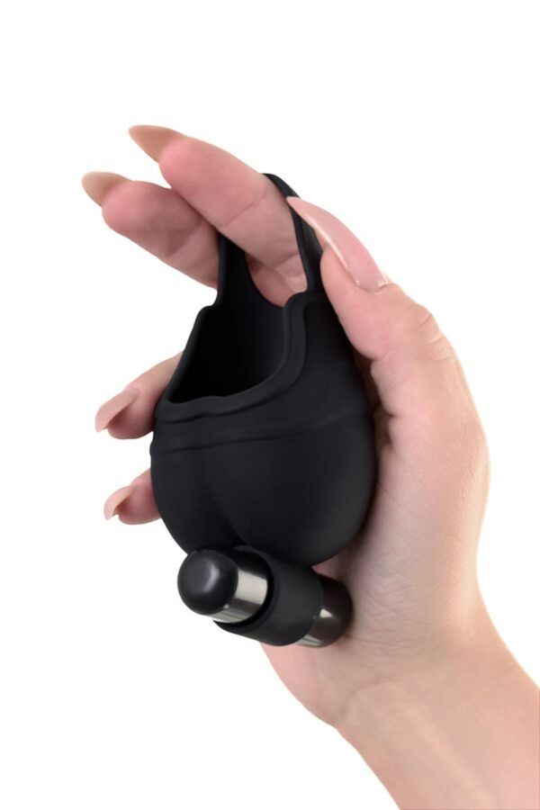 EROTIST Scrotum cover with an erection ring and vibration Attraction, silicone, black, 6.5 cm - obrazek 7