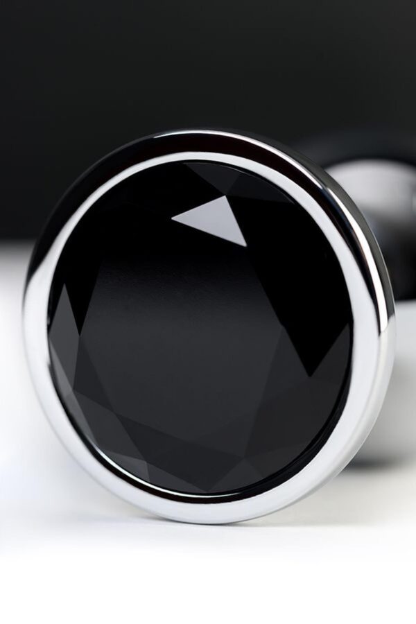 Silver anal plug TOYFA Metal with black round shaped gem - obrazek 7
