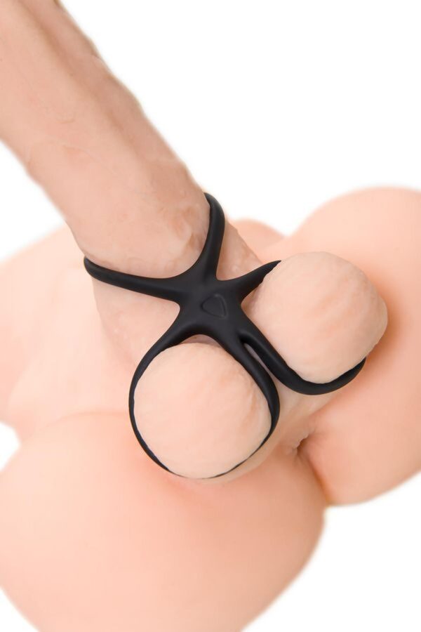 A TOYS Triple penis ring KRAKEN, silicone, black, 10 cm - obrazek 7