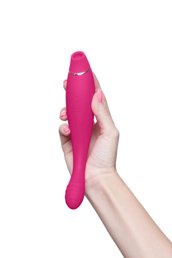 JOS Danvi vibrator with vacuum wave stimulation, silicone, pink, 21.5 cm - obrazek 7