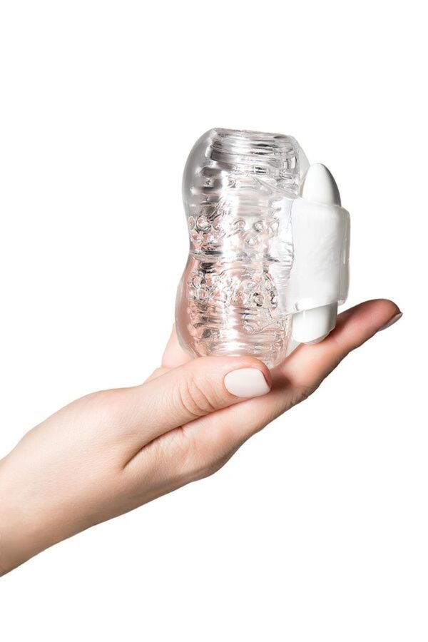 Lingam Khani, Vibrating Masturbator, TPE, Transparent, 9 cm - obrazek 7