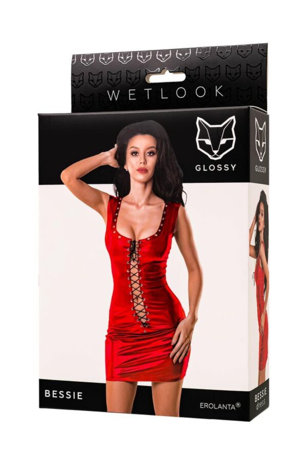 Glossy Bessie dress   red M - obrazek 7