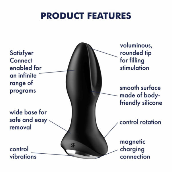 Plug Vibrator Rotation Plug 2 Connect App (Black) - obrazek 7