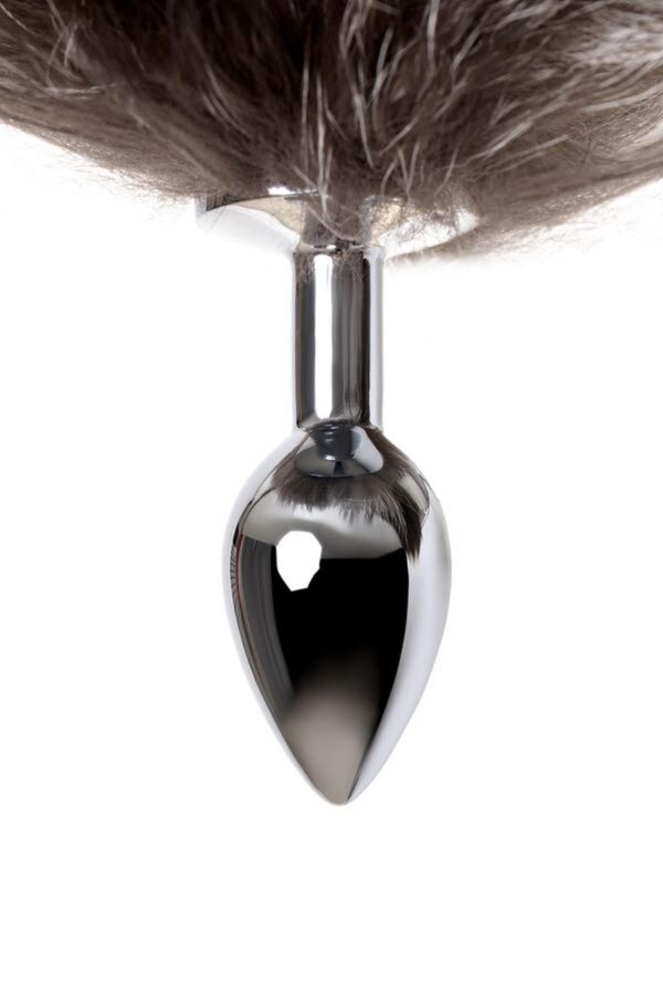 Silver anal plug with a fox tail - obrazek 8