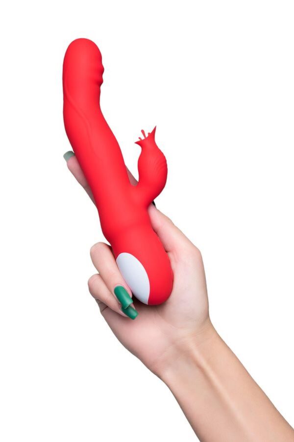 JOS Redli vibrator with moving head, silicone, red, 21 cm - obrazek 8