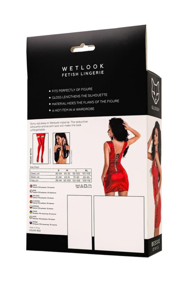 Glossy Bessie dress   red M - obrazek 8