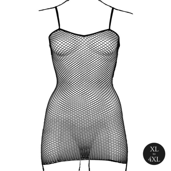 Short dress with fishnet structure and spaghetti straps - obrazek 9