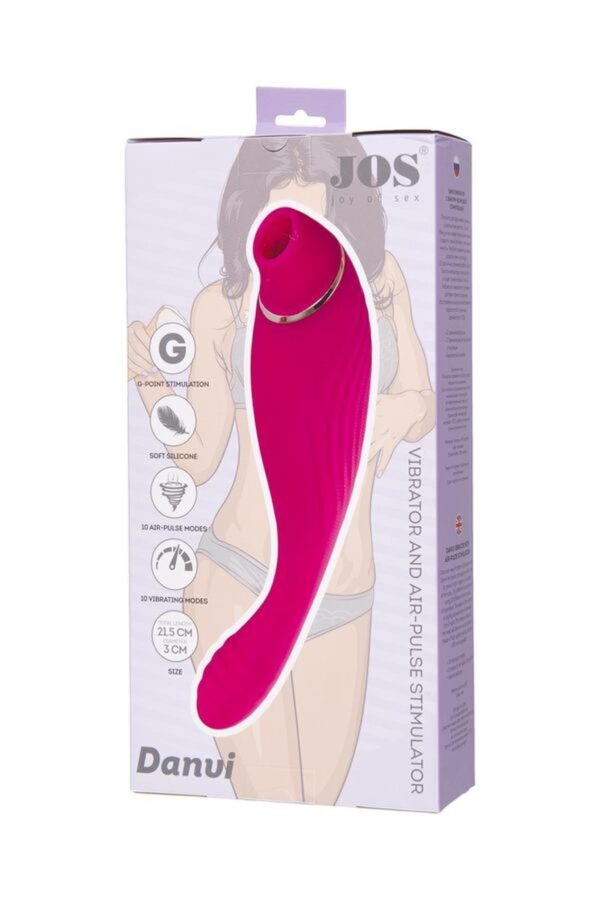 JOS Danvi vibrator with vacuum wave stimulation, silicone, pink, 21.5 cm - obrazek 9